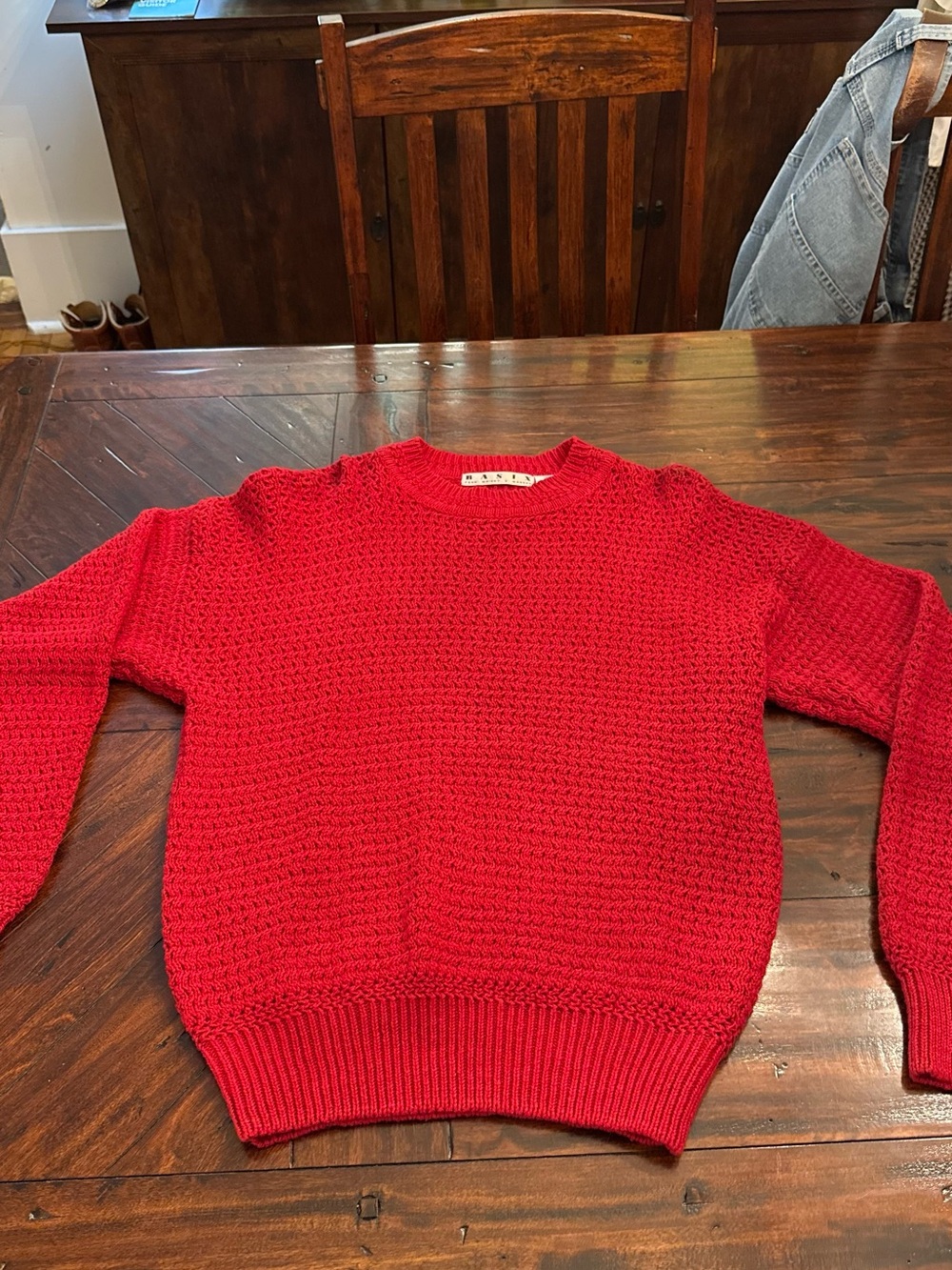 Women's Red Crewneck Knit Sweater